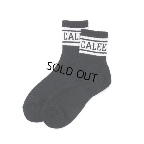 画像1: CALEE/JACQUARD PILE LINE SOCKS（BLACK/WHITE）［ラインソックス-25春夏］