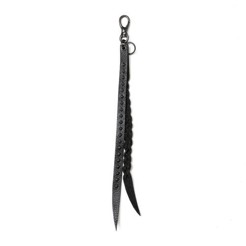 他の写真1: CALEE/STUDS & KNITTING LEATHER LONG KEY RING ＜TYPE B＞（BLACK/BLACK）［レザーロングキーリング-25春夏］