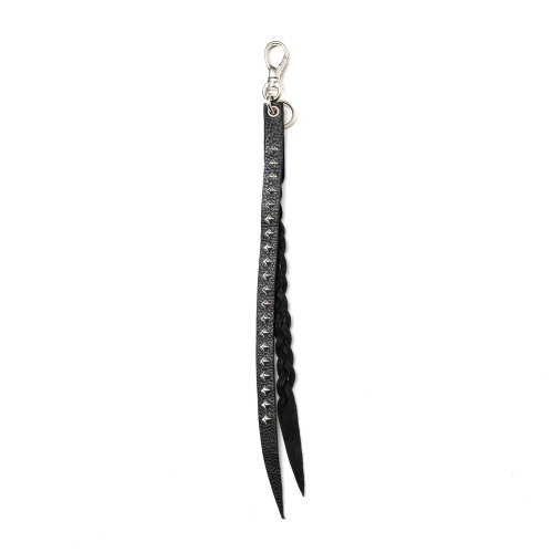 他の写真1: CALEE/STUDS & KNITTING LEATHER LONG KEY RING ＜TYPE B＞（BLACK/SILVER）［レザーロングキーリング-25春夏］