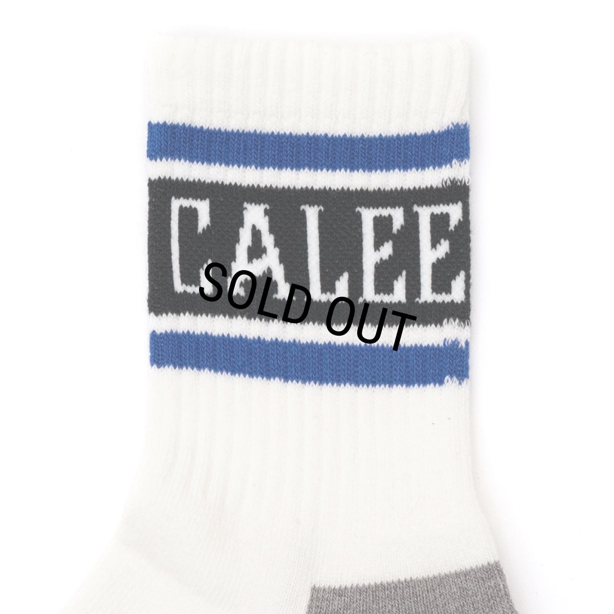 画像2: CALEE/JACQUARD PILE LINE SOCKS（WHITE/BLUE）［ラインソックス-25春夏］ (2)