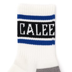 画像2: CALEE/JACQUARD PILE LINE SOCKS（WHITE/BLUE）［ラインソックス-25春夏］ (2)