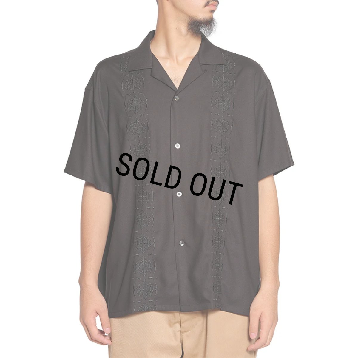 画像2: CALEE/VINTAGE TYPE GUAYABERA SH（BLACK）［キューバシャツ-25春夏］ (2)