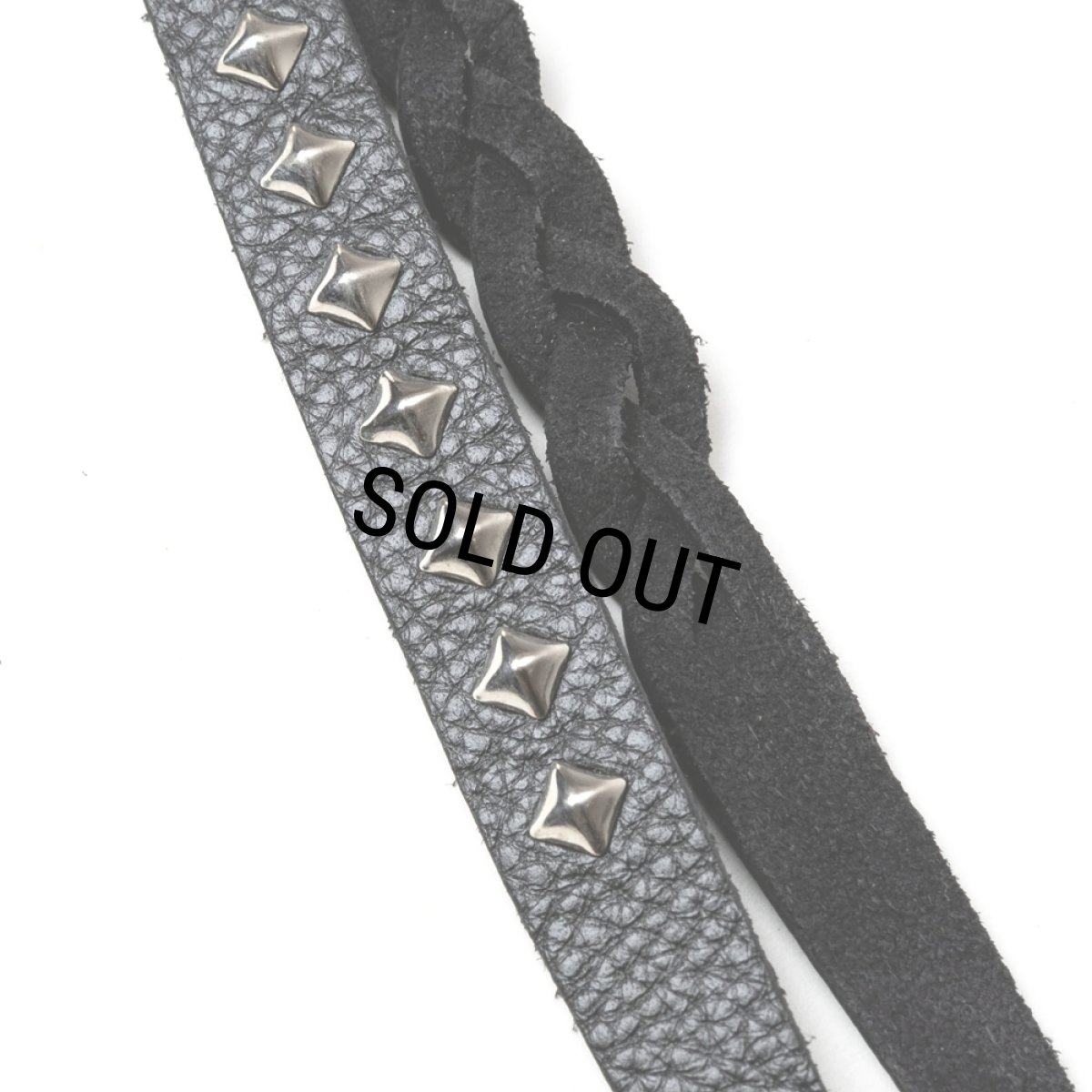 画像3: CALEE/STUDS & KNITTING LEATHER LONG KEY RING ＜TYPE B＞（BLACK/SILVER）［レザーロングキーリング-25春夏］ (3)