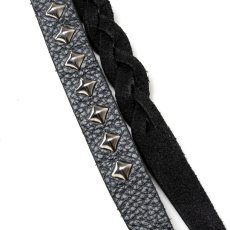 画像3: CALEE/STUDS & KNITTING LEATHER LONG KEY RING ＜TYPE B＞（BLACK/SILVER）［レザーロングキーリング-25春夏］ (3)