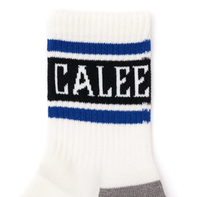 画像2: CALEE/JACQUARD PILE LINE SOCKS（WHITE/BLUE）［ラインソックス-25春夏］