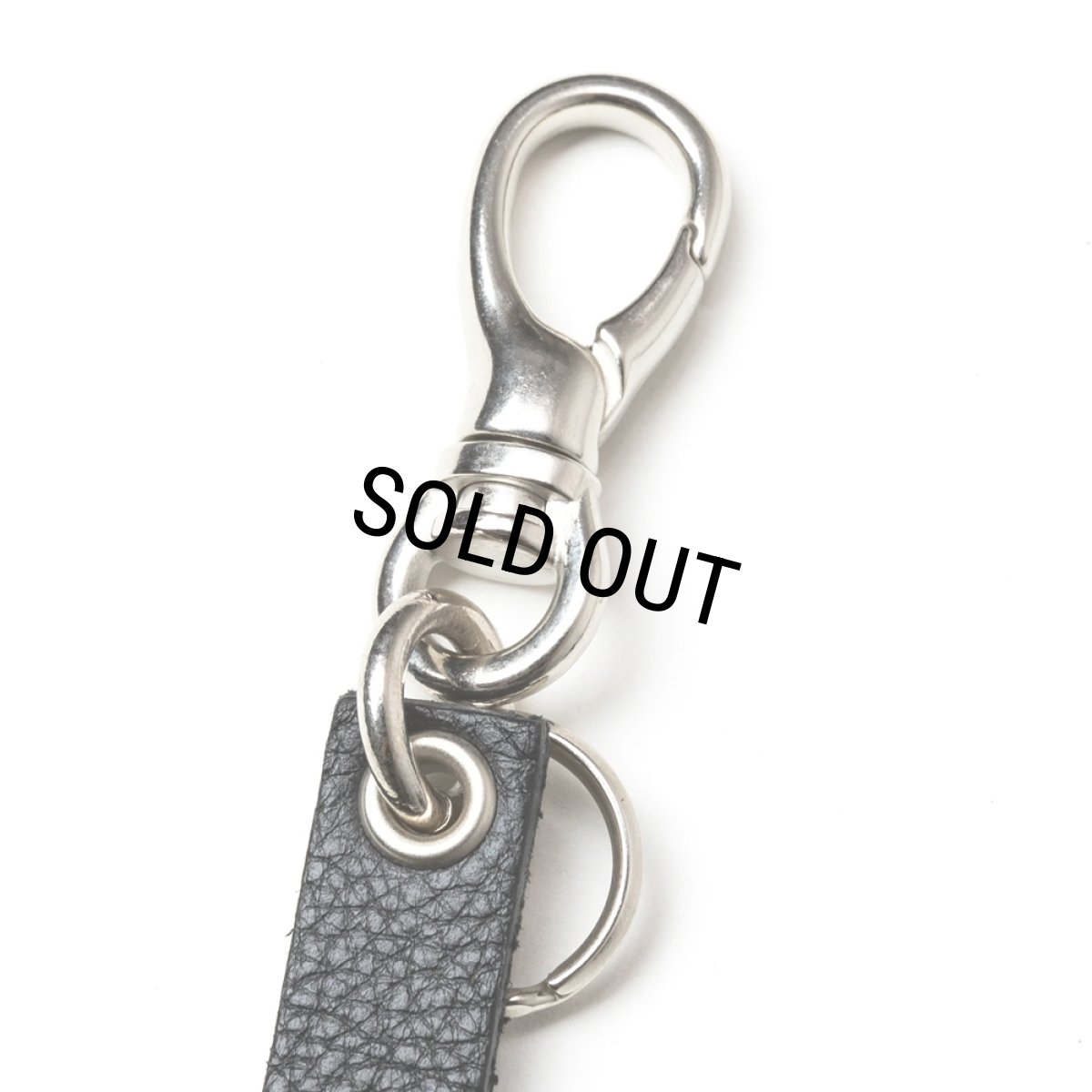 画像2: CALEE/STUDS & KNITTING LEATHER SHORT KEY RING ＜TYPE B＞（BLACK/SILVER）［レザーショートキーリング-25春夏］ (2)