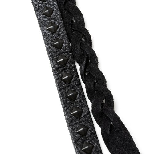 他の写真2: CALEE/STUDS & KNITTING LEATHER LONG KEY RING ＜TYPE B＞（BLACK/BLACK）［レザーロングキーリング-25春夏］