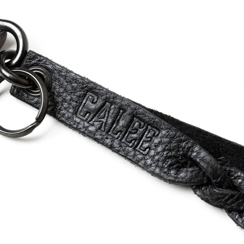 画像3: CALEE/STUDS & KNITTING LEATHER LONG KEY RING ＜TYPE B＞（BLACK/BLACK）［レザーロングキーリング-25春夏］