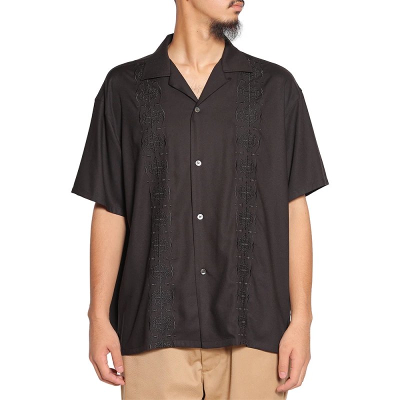 画像2: CALEE/VINTAGE TYPE GUAYABERA SH（BLACK）［キューバシャツ-25春夏］