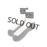 CALEE/JACQUARD PILE LINE SOCKS（WHITE/BLACK）［ラインソックス-25春夏］