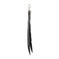 CALEE/STUDS & KNITTING LEATHER LONG KEY RING ＜TYPE B＞（BLACK/SILVER）［レザーロングキーリング-25春夏］
