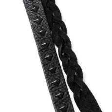 画像3: CALEE/STUDS & KNITTING LEATHER LONG KEY RING ＜TYPE B＞（BLACK/BLACK）［レザーロングキーリング-25春夏］ (3)