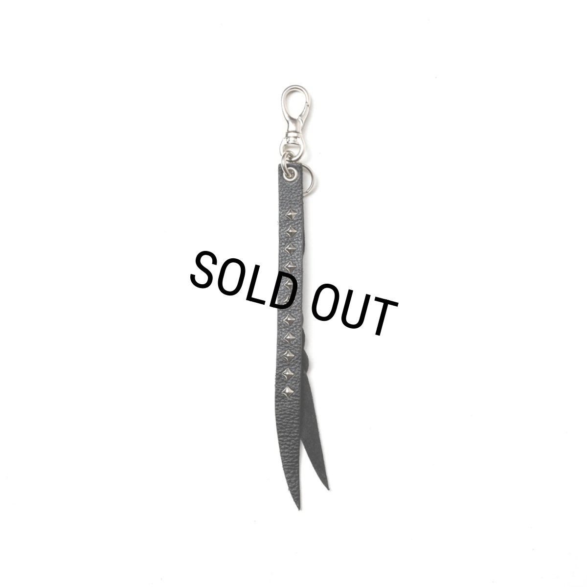 画像1: CALEE/STUDS & KNITTING LEATHER SHORT KEY RING ＜TYPE B＞（BLACK/SILVER）［レザーショートキーリング-25春夏］ (1)