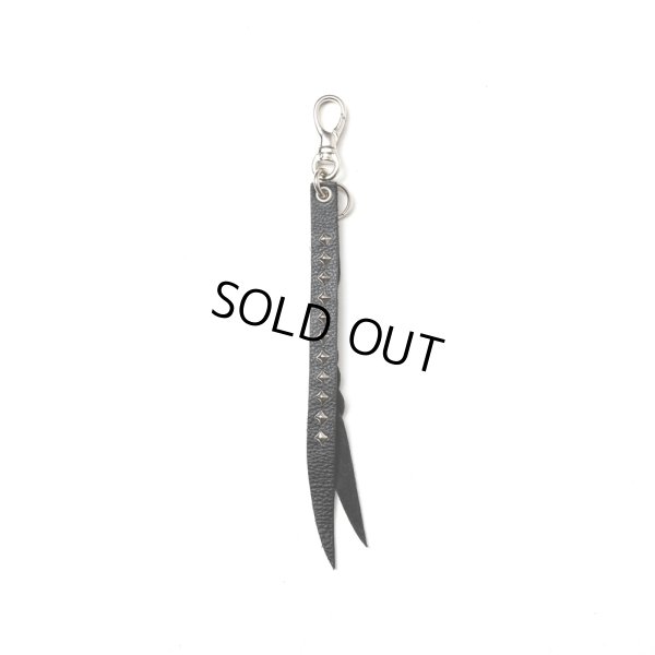 画像1: CALEE/STUDS & KNITTING LEATHER SHORT KEY RING ＜TYPE B＞（BLACK/SILVER）［レザーショートキーリング-25春夏］