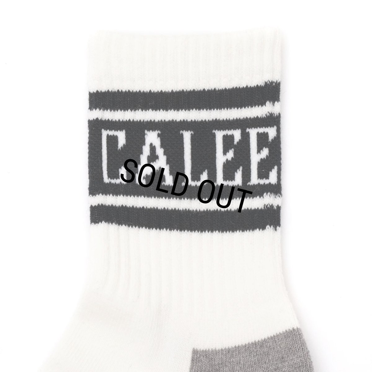 画像2: CALEE/JACQUARD PILE LINE SOCKS（WHITE/BLACK）［ラインソックス-25春夏］ (2)