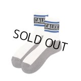 CALEE/JACQUARD PILE LINE SOCKS（WHITE/BLUE）［ラインソックス-25春夏］