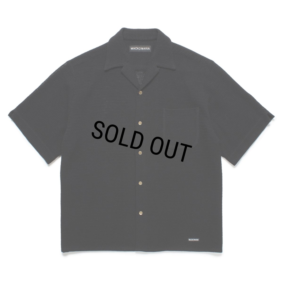 画像1: WACKO MARIA/SUMMER KNIT OPEN COLLAR SHIRT（BLACK）［サマーニットオープンカラーシャツ-25春夏］ (1)