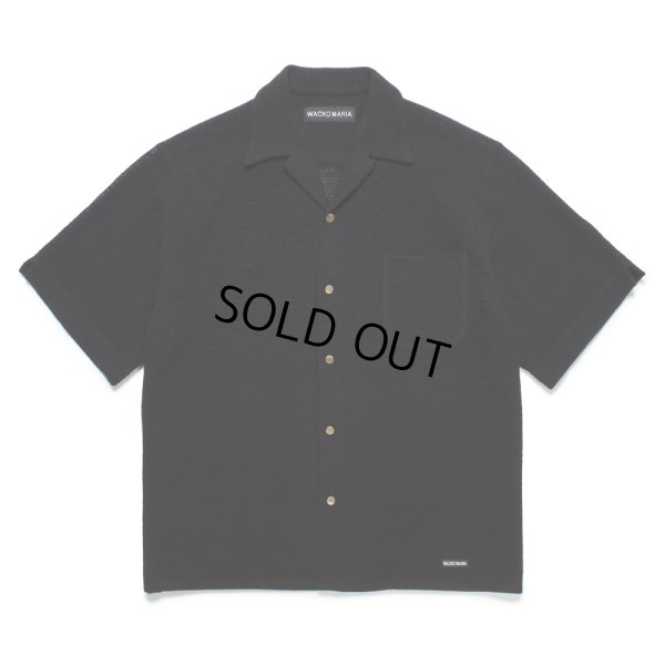 画像1: WACKO MARIA/SUMMER KNIT OPEN COLLAR SHIRT（BLACK）［サマーニットオープンカラーシャツ-25春夏］
