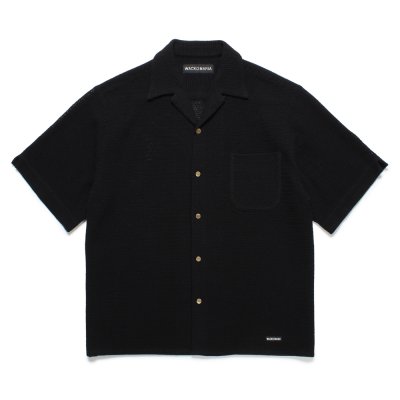 画像1: WACKO MARIA/SUMMER KNIT OPEN COLLAR SHIRT（BLACK）［サマーニットオープンカラーシャツ-25春夏］