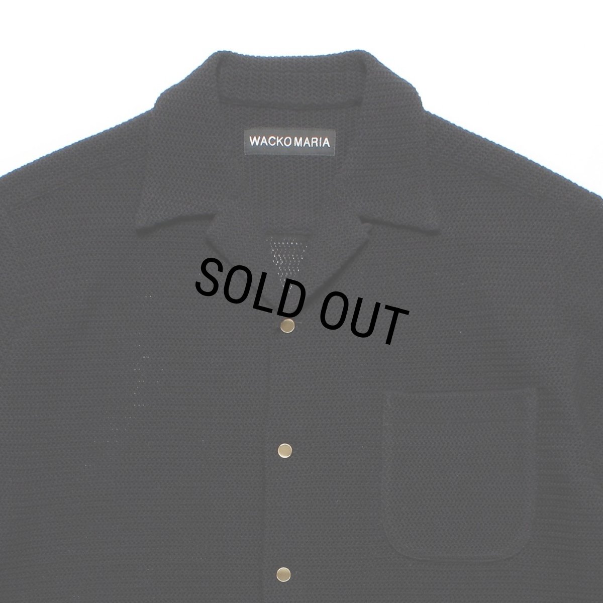 画像2: WACKO MARIA/SUMMER KNIT OPEN COLLAR SHIRT（BLACK）［サマーニットオープンカラーシャツ-25春夏］ (2)