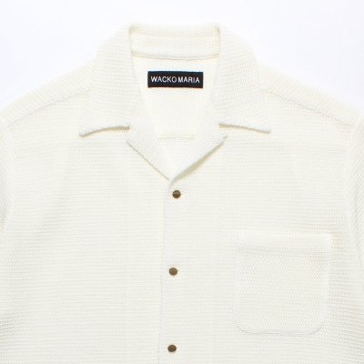 画像2: WACKO MARIA/SUMMER KNIT OPEN COLLAR SHIRT（WHITE）［サマーニットオープンカラーシャツ-25春夏］