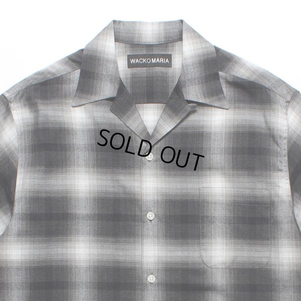 画像2: WACKO MARIA/OMBRE CHECK OPEN COLLAR SHIRT（GRAY）［オンブレチェックオープンカラーシャツ-25春夏］