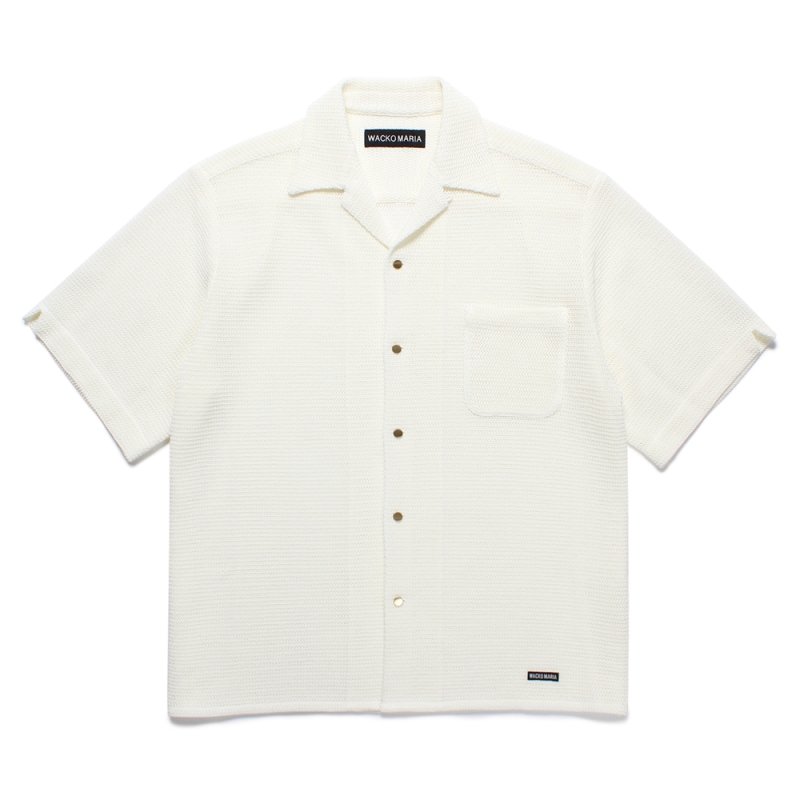 画像1: WACKO MARIA/SUMMER KNIT OPEN COLLAR SHIRT（WHITE）［サマーニットオープンカラーシャツ-25春夏］