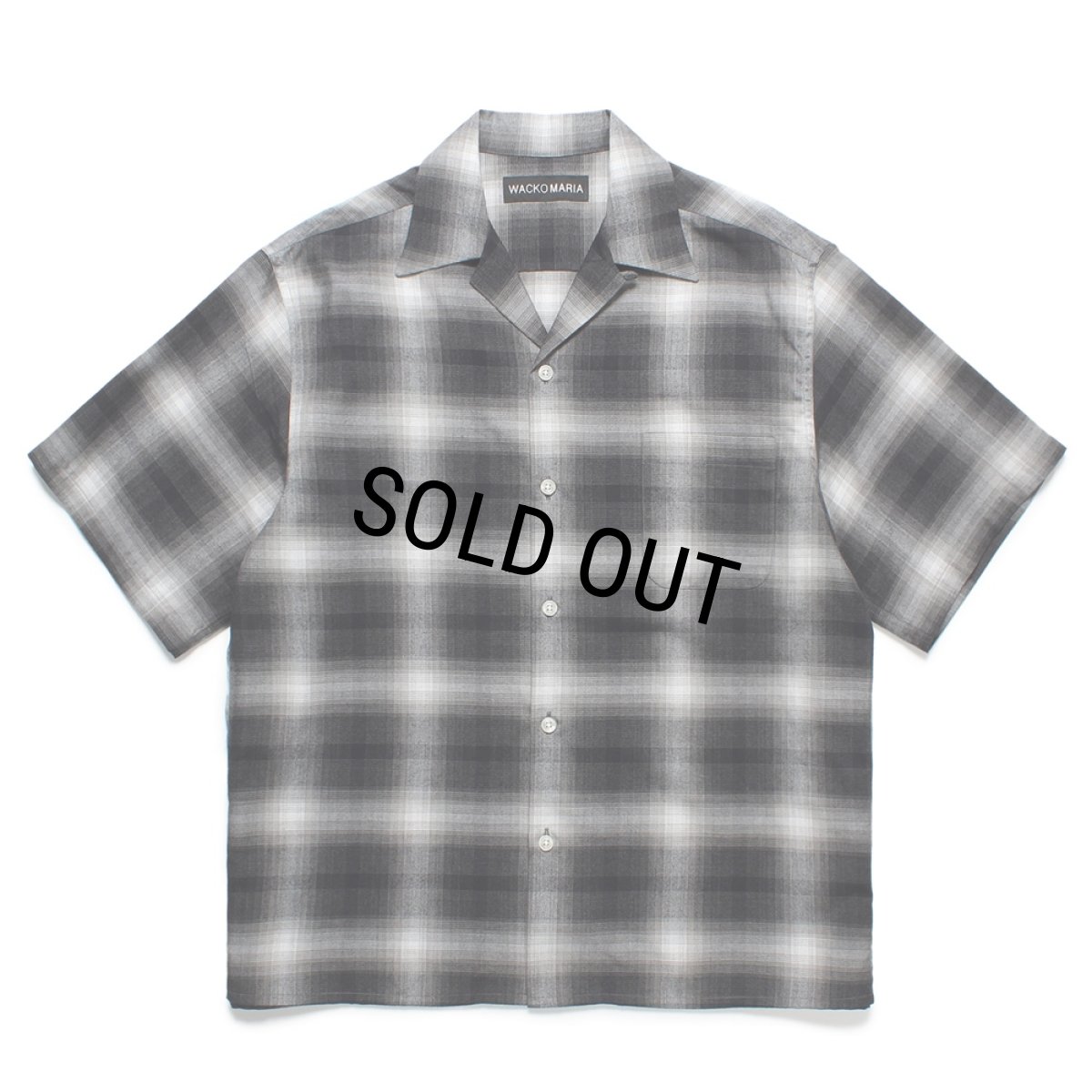 画像1: WACKO MARIA/OMBRE CHECK OPEN COLLAR SHIRT（GRAY）［オンブレチェックオープンカラーシャツ-25春夏］ (1)