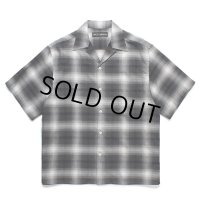 WACKO MARIA/OMBRE CHECK OPEN COLLAR SHIRT（GRAY）［オンブレチェックオープンカラーシャツ-25春夏］