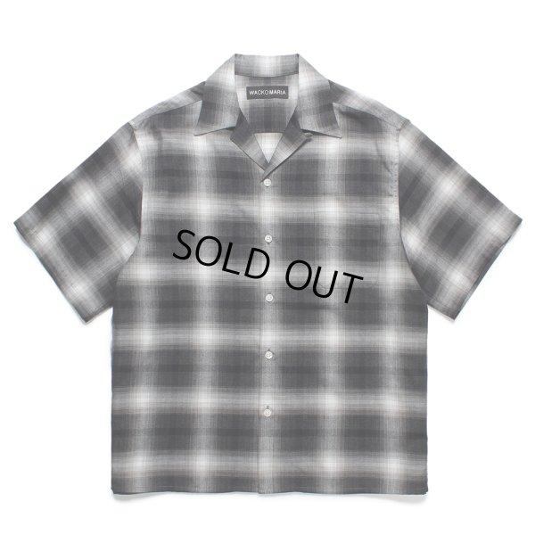 画像1: WACKO MARIA/OMBRE CHECK OPEN COLLAR SHIRT（GRAY）［オンブレチェックオープンカラーシャツ-25春夏］