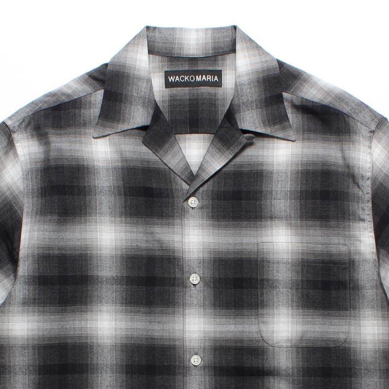 画像2: WACKO MARIA/OMBRE CHECK OPEN COLLAR SHIRT（GRAY）［オンブレチェックオープンカラーシャツ-25春夏］