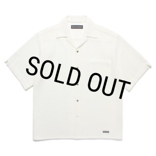 WACKO MARIA サマーニットシャツ ブルー 半袖 ワイドシルエット WACKO MARIA/SUMMER KNIT OPEN COLLAR SHIRT（WHITE）［サマー