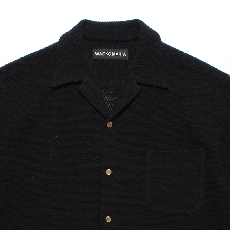 画像2: WACKO MARIA/SUMMER KNIT OPEN COLLAR SHIRT（BLACK）［サマーニットオープンカラーシャツ-25春夏］