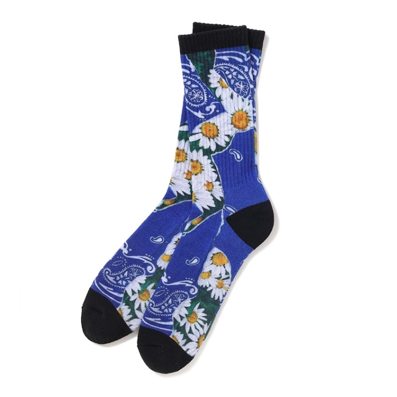 画像1: CHALLENGER/DAISY SOCKS（BLUE）［デイジーソックス-25秋冬］