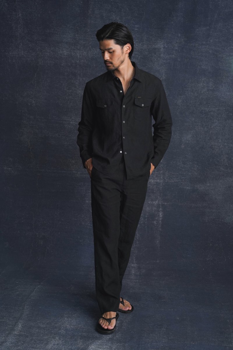 画像2: RATS/LINEN SHIRT（BLACK）［リネンシャツ-25春夏］ (2)