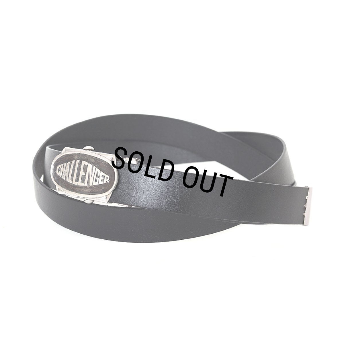 画像1: CHALLENGER/LOGO LEATHER BELT（BLACK）［ロゴレザーベルト-25秋冬］ (1)
