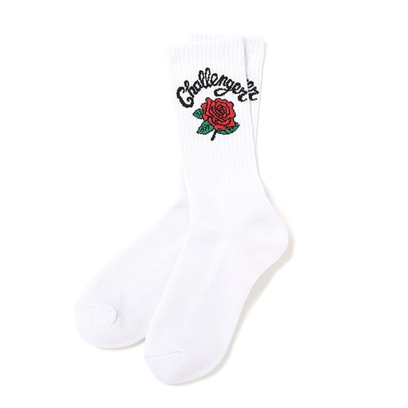 画像1: CHALLENGER/ROSE SOCKS（WHITE）［ローズソックス-25秋冬］