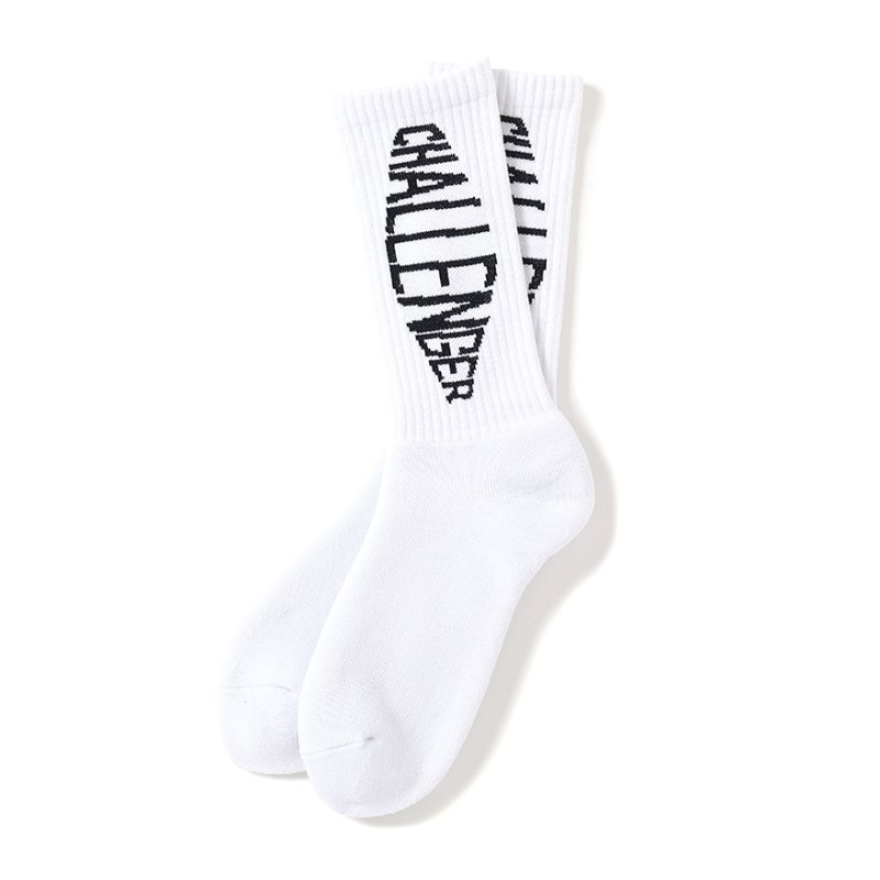 画像1: CHALLENGER/FISH LOGO SOCKS（WHITE）［フィッシュロゴソックス-25秋冬］
