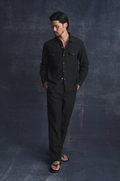 画像2: RATS/LINEN SHIRT（BLACK）［リネンシャツ-25春夏］