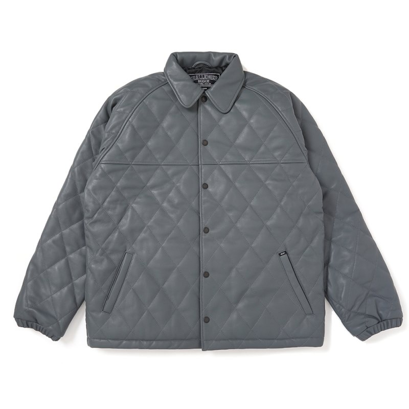 画像1: CHALLENGER/QUILTING LEATHER JACKET（GRAY）［キルティングレザーJKT-25秋冬］