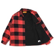 画像3: CHALLENGER/LINING ZIP UP SHIRT（ORANGE/BLACK）［ライニングジップアップシャツ-25秋冬］ (3)