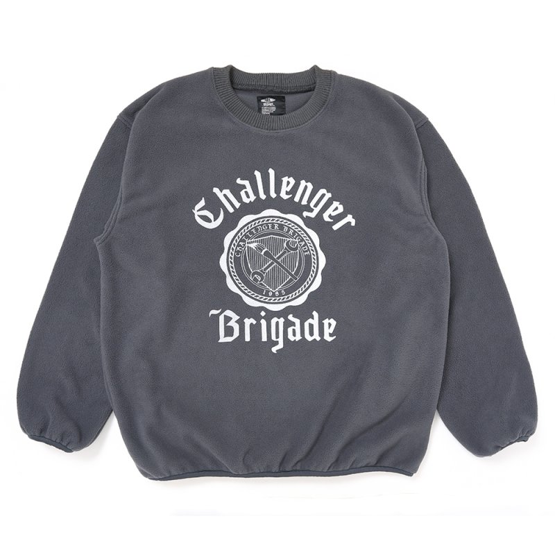 画像1: CHALLENGER/COLLEGE C/N FLEECE（CHARCOAL）［カレッジクルーネックフリース-25秋冬］