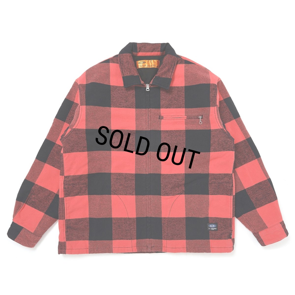 画像1: CHALLENGER/LINING ZIP UP SHIRT（ORANGE/BLACK）［ライニングジップアップシャツ-25秋冬］ (1)