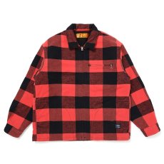 画像1: CHALLENGER/LINING ZIP UP SHIRT（ORANGE/BLACK）［ライニングジップアップシャツ-25秋冬］ (1)