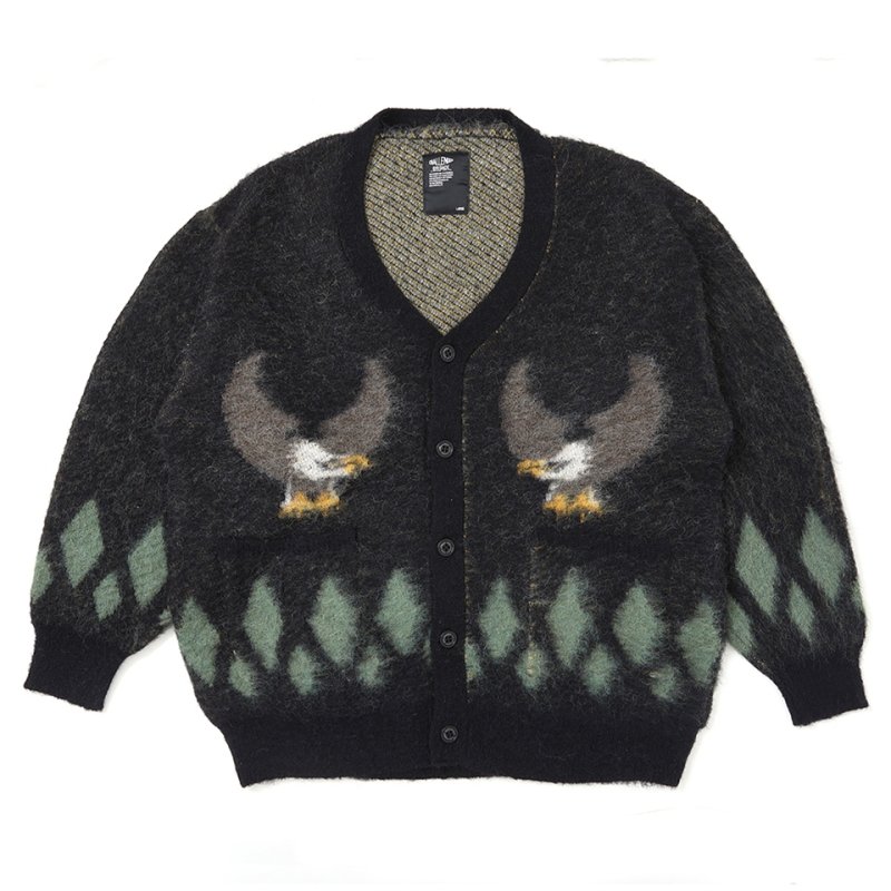 画像1: CHALLENGER/NATIVE EAGLE CARDIGAN（BLACK）［ネイティブイーグルモヘアカーディガン-25秋冬］