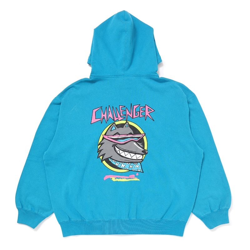 画像2: CHALLENGER/NEON WOLF ZIP HOODIE（TURQUOISE）［ネオンウルフジップフーディー-25秋冬］