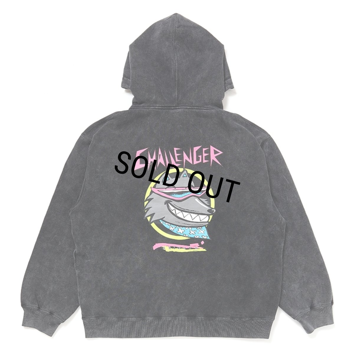 画像1: CHALLENGER/NEON WOLF ZIP HOODIE（BLACK）［ネオンウルフジップフーディー-25秋冬］ (1)