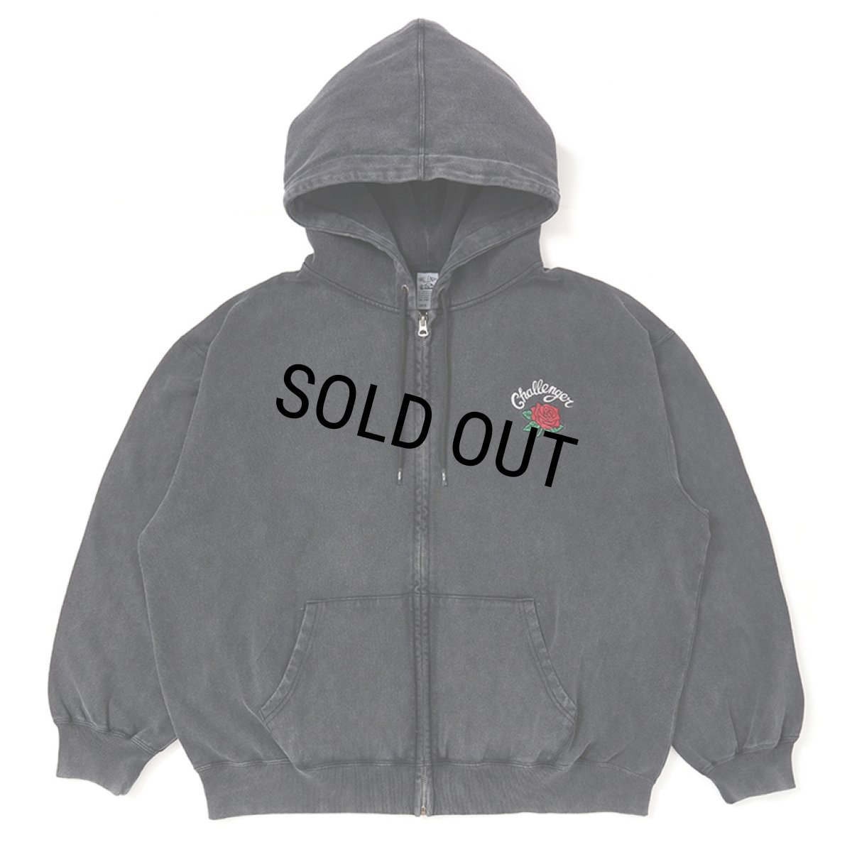 画像1: CHALLENGER/ROSE ZIP HOODIE（BLACK）［ローズジップフーディー-25秋冬］ (1)