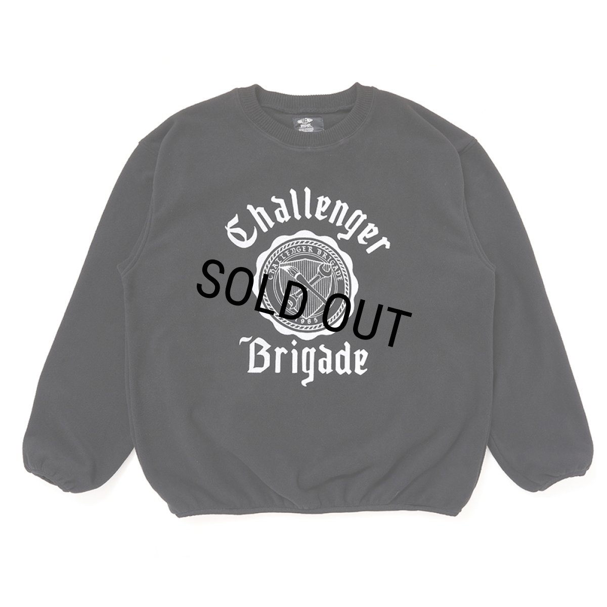 画像1: CHALLENGER/COLLEGE C/N FLEECE（BLACK）［カレッジクルーネックフリース-25秋冬］ (1)