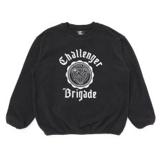 画像1: CHALLENGER/COLLEGE C/N FLEECE（BLACK）［カレッジクルーネックフリース-25秋冬］ (1)